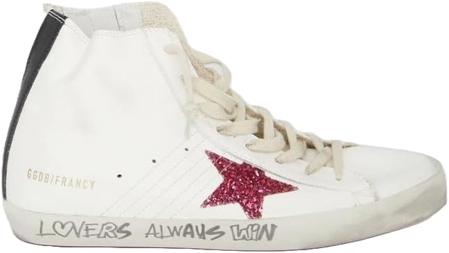 Golden Goose Womens Fashion Distressed Sneakers - Francy Nappa Leather Signature Foxing Trendy Shoes White
