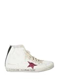 Women's Fashion Distressed Sneakers - Francy Nappa Leather Signature Foxing Trendy Shoes White