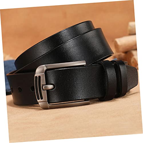 1Pc Men Adjustable Leather Belt Casual Black with Square Pin Buckle for Daily Wear and Business Occasions4