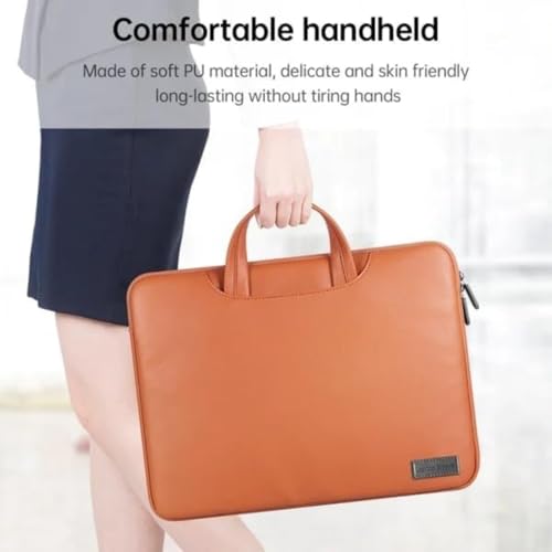 Image of TechTrendz Laptop Messenger Bag, Portable Carrying Bag for 15 inch Laptops Anti-Scratch Notebook PU Leather Sleeve Bag - Black