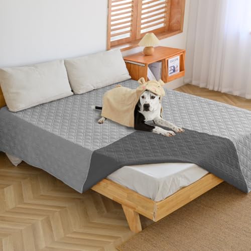 Amarrirose wasserdichte Hundedecke - Robuste Hundematte,75 * 175cm Outdoor hundematte maschinenwaschbar,Wendedecke hundedecke für unterwegs,Hunde & Katzen geeignet Grau + Dunkelgrau