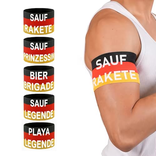 Jasio - Armbinde SAUF PRINZESSIN | 26 cm x 9 cm (Größe: L) | Bier Kapitän Armbinde – Lustige Kapitänsbinde für Männer | Bier Kapitän Binde | Mallorca Party JGA Karneval Kostüm Zubehör