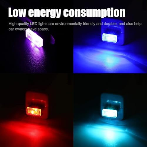 image for Ziciner 4 PCS USB LED Car Interior Atmosphere Lamp, Portable Mini LED 