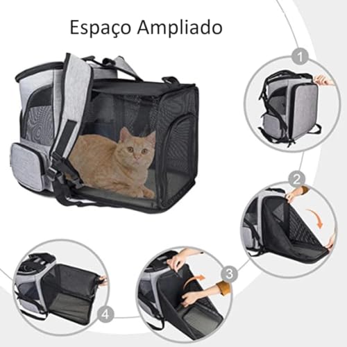Mochila de Transporte Pet Mala Expansivel com Ventilação para Passeio Viagens para cães e gatos