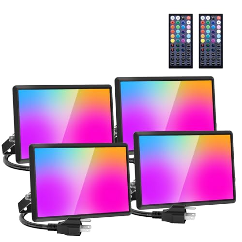 Olafus 40W RGB Flood Lights with Remote, Christmas RGB Outdoor Lights, 2700k Warm White LED Flood...