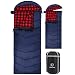 REDCAMP Flannel Sleeping Bag for Adults, Large Cotton Sleeping Bags for Camping with Detachable Hood, Red Plaid with 3lbs Filling (91"x33")