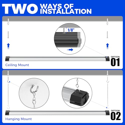 Image of Barrina BS84 LED Shop Light for Garage, 10000LM, 84W, 4FT, 6500K Linkable Light Fixture for Workshop, Basement, Hanging or Flush Mount, Heat Dissipation with Pull Chain Switch, 1 Pack