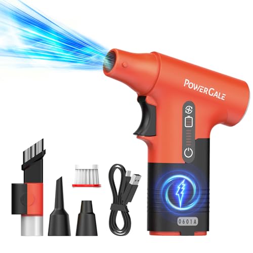 Electric Air Duster - 120000RPM Compressed Air Duster, Stepless Speed Tiny Electric Cleaner for Keyboard PC Deep Cleaning, Rechargeable Air Blower - Vibrant Orange