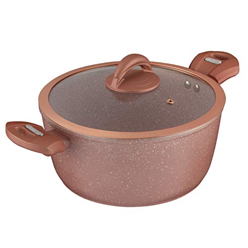 Tower Rose Edition Forged Aluminium Casserole Pot with Cerastone Coated Non-Stick Interior, Rosepink