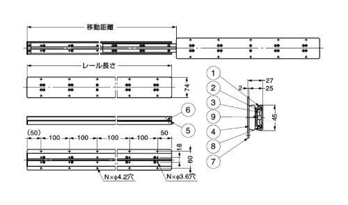 Sugatune Industrial Lamp Stamp Stainless Steel Sliding Rail TSS3 TSS3-300