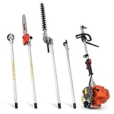GTHANTOOLS Gas Powered Hedge Trimmer Weed Eater 41.5cc 5 in 1 Multi Functional Trimming Tools Gas Weed Wacker Long Reach Pole Saw for Tree Trimming Branch Brush Cutter String Trimmer Lawn Edger