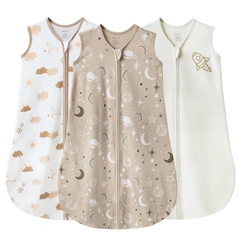 Image of JELLYMONI Baby Sleep Sack 0-6 Months Wearable Blanket for Baby, 100% Cotton 2 Pack Infant Toddler Sleeping Sack Lightweight Soft 2-Way Zipper Sleepsack
