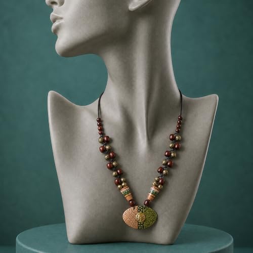 Image of Handcrafted Tribal Dhokra & Floral Charm Necklace Collection | Artisan Brass, Glass & Contemporary Statement Necklaces for Women | Ethnic, Elegant & Artistic Jewelry
