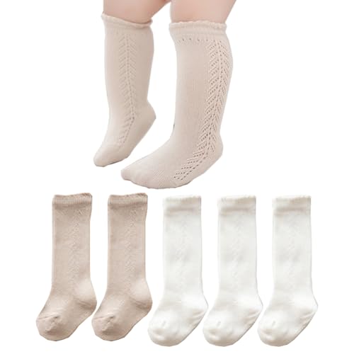 5 Pairs Baby Knee High Socks Newborn Infants Breathable Stockings Toddler Boys Girls Knee High Socks