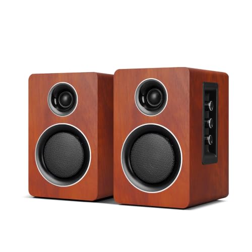 Image of Computer Speakers, Bluetooth 5.3, USB-C, AUX /RCA, 3.5-Inch Woofer, Brown