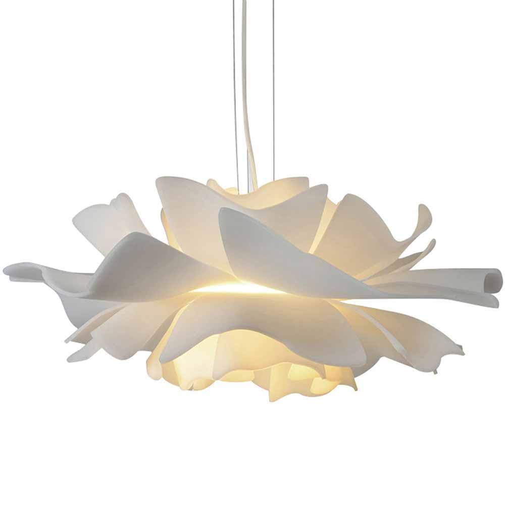 TRIVIDHA Lámpara Colgante Blanca Nórdica Con Forma De Flor Lámparas De Diseño De Arte Acrílico Creativo Lámpara Colgante De Altura Ajustable Para Dormitorio Para Sala De Estar Restaurante Pasillo Café