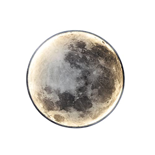 HKLY LED Applique Murale Lune avec Télécommande, Lampe Murale Intérieur Moderne Dimmable Lampe de Chevet Ronde Acrylique Éclairage Mural pour Chambre Salon Couloir...