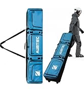 AUMTISC Padded Snowboard Bag with Wheels, Rolling Ski Bags for Air Travel with Storage Gear Pocke...