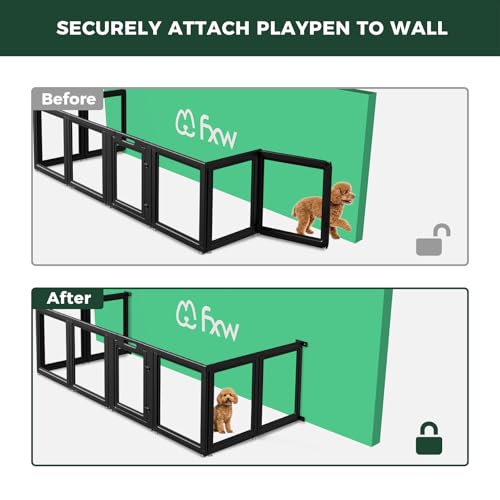Image of FXW Fence-to-Wall Anchors (Pack of 4) for AuraSpace Playpen - Accessory Only, Safely Expand Your Dog's Play Area, Fits 24 inch H Acrylic Playpen, Black