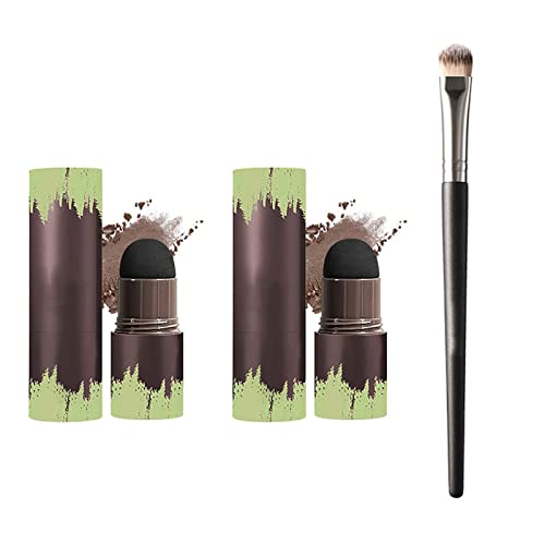 MISHUO 2PCS Hair Shading Sponge Pen, Natural Shade Hairline Powder Hairline Shadow Powder Stick, Waterproof Hair Root Concealer, for for Thinning Hair Root Quick Cover Hair Root with Chalk Pen Cover