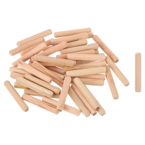 uxcell 200Pcs 5/16" x 2" Wooden Dowel Pins, Wood Dowels Rods, Furniture Woodworking Grooved Fluted Pin, Wooden Dowels Fluted for Craft, DIY Projects