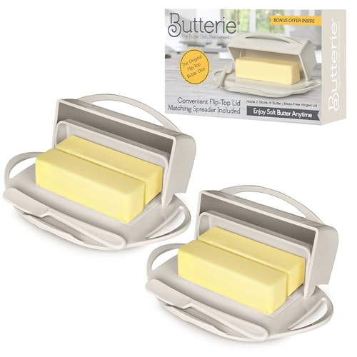 Image of Butterie Flip Top Butter Dish Two Pack, Ivory
