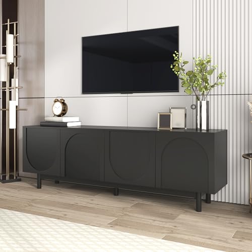 YuQozii Mueble de TV moderno negro: 175