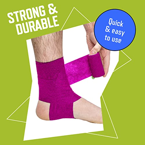 Inksafe Assorted Colours Self Adherent Cohesive Bandages 7.5cm x 4.5m Box of 12 - Uses Include Vet Wrap, Tape for Human Wrist and Ankle Sprains and Sports Injuries