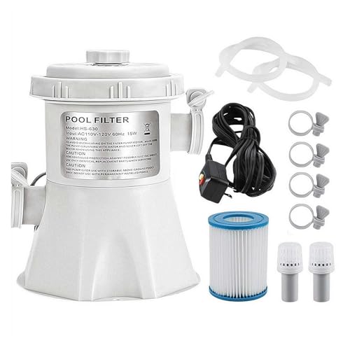 Pool Filter Pump,Paddling Pool Electric Water Pump with 2 Pool Filter Cartridge Pool Pumps for Ground Pools,Improved Circulation&Filtration