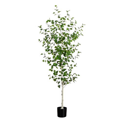 Nearly Natural 7-Ft Artificial Birch Tree - Flexible Branches Premium Crafted Faux Tree for Indoor Decor Lifelike Leaves and Bark Includes Nursery Planter