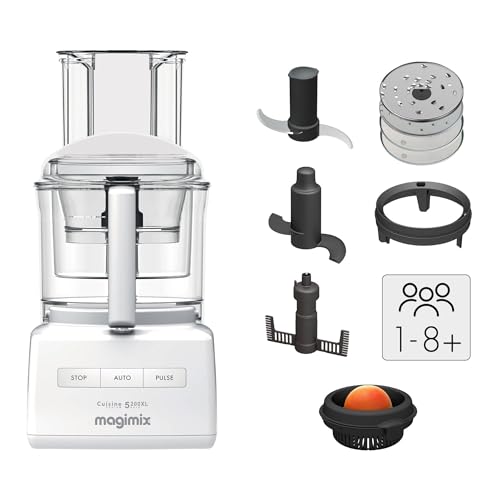 Magimix Robot de Cuisine Multifonction 5200 XL – Hachoir, Blender, Pétrin, Batteur – Accessoires Inclus – Idéal pour Famille – Moteur Professionnel Silencieux 3,6L - Fabriqué EN FRANCE - Blanc