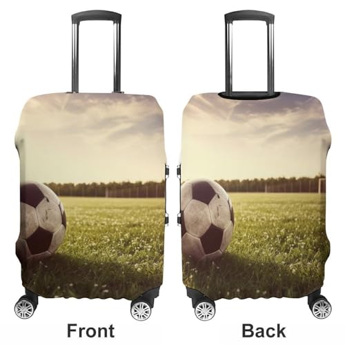Soccer Ball on A Field Luggage Cover, Washable Elastic Suitcase Cover Protector Fit 18-32 Inch Luggage3