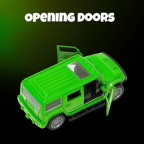 Image of Amisha Gift Gallery Hummer SUV Diecast Metal Car Toy for Kids, Green | Scale Racing Model, Pull Back Action, Opening Doors, For Kids Boys and Girls