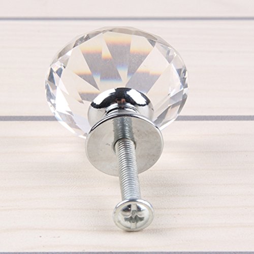 Yardwe 5 peças puxadores de cristal alça diamante gaveta puxadores de vidro maçaneta de porta com pa