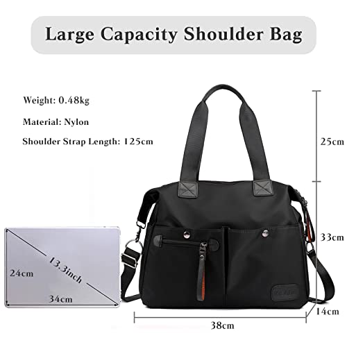 Image of CORIOS Women Shoulder Bag Nylon Handbag Casual Top Handle Bag Multi Pocket Crossbody Bag
