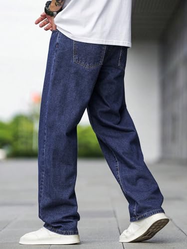 Image of dockstreet Men Baggy Denim Jeans in Pure 100% Cotton Denim || Stretchable (Jet Black) and Stretchable (Colored) Jeans || Unisex Designs||Jeans||