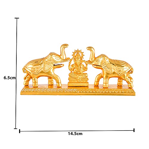 Image of JAIPUR ACE Golden Metal Kumkum Holder /Kumkum Box for Gifting,Pooja, Thali, Mandir, Home, Temple, Gifting Golden Kumkum Box with Laxmi Maa (Ganesh Ji Elephant Kumkum)