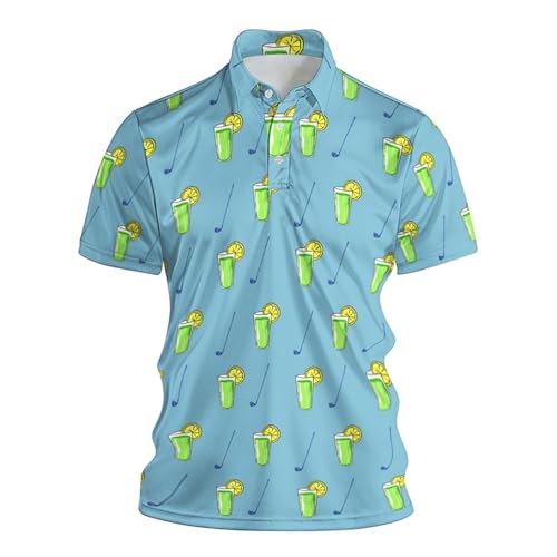 Polo Blanc Homme à Imprimer Hawaiian et Col V Confort