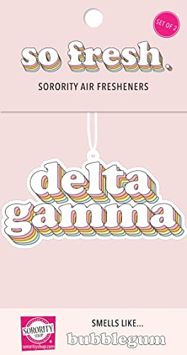 Image of Sorority Shop Delta Gamma Retro Air Freshener - DG Bubblegum Scented Air Freshener - Sorority Retro Design Air Freshener for Car or Dorm- Sorority Gift, Charm Paraphernalia