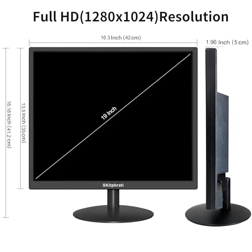 Image of SKitphrati 19 inch Monitor Square Monitor 1280 X 1024 with 45% sRGB Color Correction and 5:4 Aspect Ratio, 75 Hz, VESA Mountable, VGA, HDMI, TN Panel
