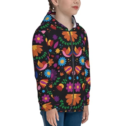 Colorful Floral2 Kid Hoodies Boys Zip Up Sweatshirts Girls Pullover with Pocket4