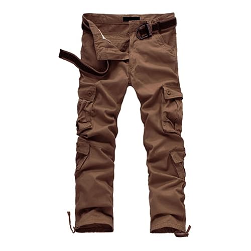 JEKE-DG Mens Casual Work Cargo Pants Outdoor Tactical Cotton Pants Straight-Leg Trousers with Multi-Pockets (44,Brown 8)