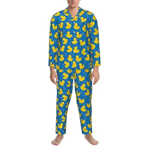Rubber Duck For Men'S Pajamas Sets Sleepwear Long-Sleeve Top & Bottom 2 Piece Sleepwear