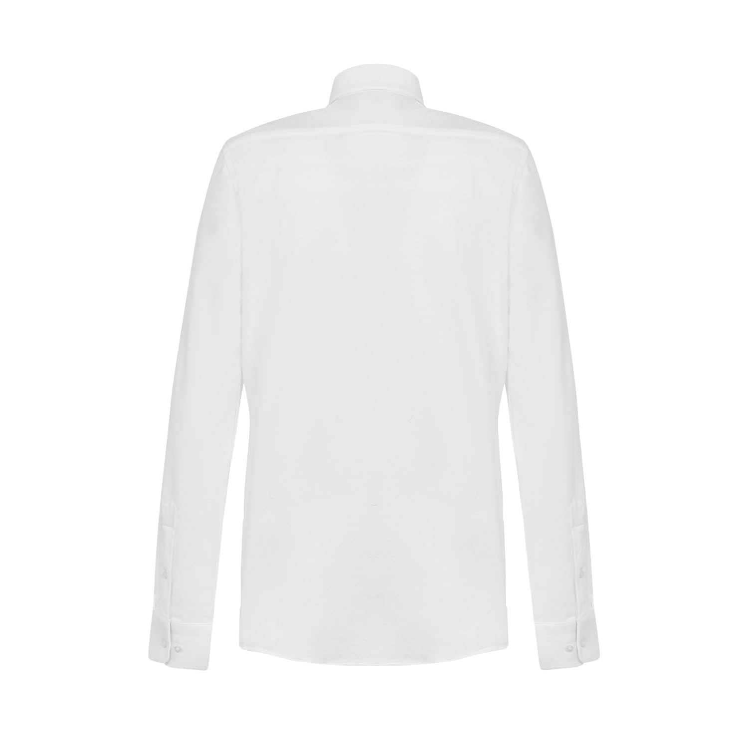 Bottega del Sarto Camicia Bianca Super Slim Fit in Jersey di Cotone Elasticizzato con Collo Francese Sartoriale