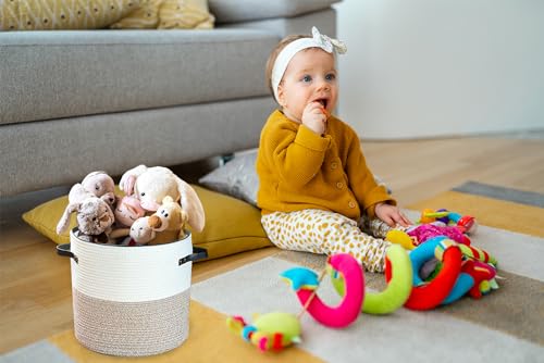 Wayideal Cotton Rope Storage Basket With Lid & Wicker Basket With Lid For Toys thumb #3
