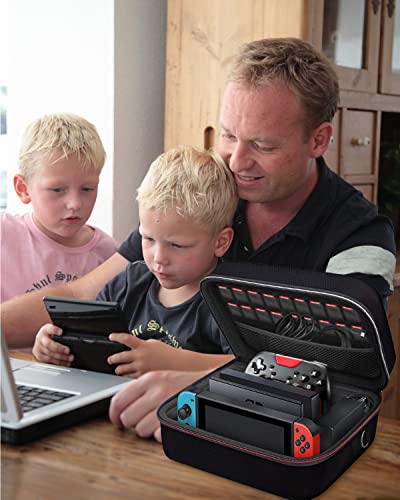 7. Bild von Tasche Kompatibel mit Nintendo Switch/OLED, Harte Tragetasche für Konsolle, Dock, HDMI Kabel, Pro Kontrolleur und Andere Zubehör mit 18 Spielkassetteng