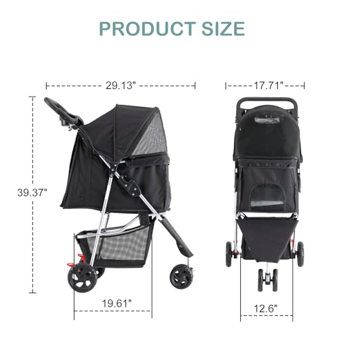 image for Sweetcrispy Pet Stroller for Dogs and Cats | Foldable, Lightweight, an