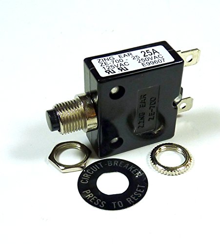 Philmore 25 Amp Push Button Manual Reset Thermal Circuit Breaker 50V Dc, 250V Ac #TOP12