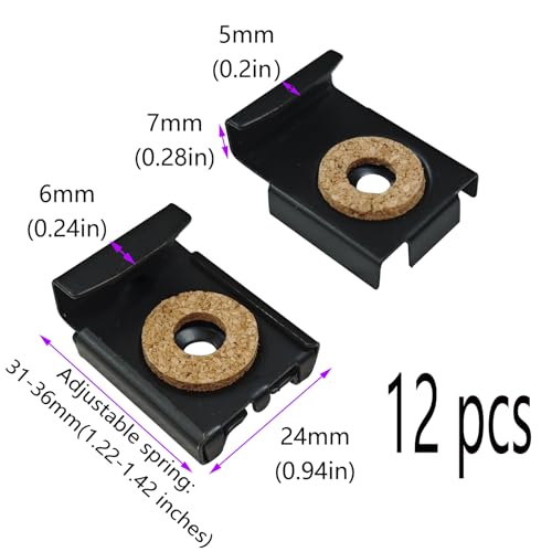 Image of 12PCS Mirror Clips Black Wide Channel Mirror Hanger Clip Glass Mirror Hanging Bracket with Screws for Wall Mounting Frameless Mirror Billboard Displays