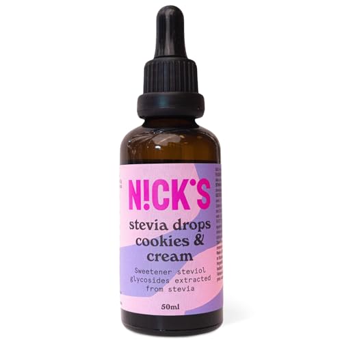NICKS Stevia Líquida Gotas Cookies & Cream (50ml) Edulcorante Líquido Cero Calorías Dieta Keto Estevia Sin Azúcar Sin Glutin Low Carb Stevia Drops Galletas y crema